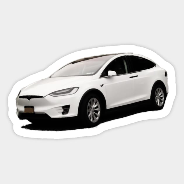 Tesla Model X Oil Painting Sticker by LazarIndustries